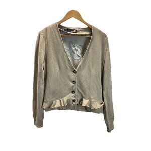 Love Moschino Sweatshirt wool blend‎ Cardigan USA size 10 Sequined logo Italy